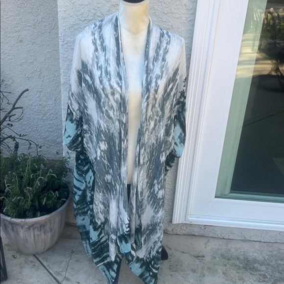 Modena Sweaters - Modena Women's Green Watercolor Print Boho Kimono Cardigan Women's One Size